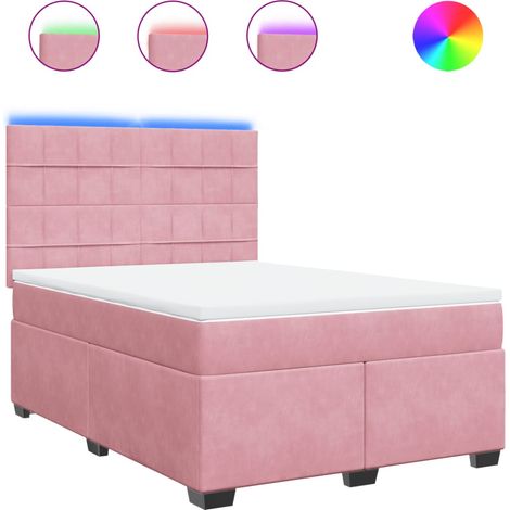 Maison Exclusive - Giroletto a Molle con Materasso Rosa 140x200 cm in Velluto (1/5)