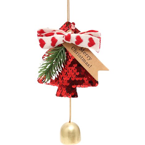 Cloche De Noël - Décoration Pour Arbre De Noël Et Fêtes - En Tissu - 23 X 14 Cm Et 5 X 4 Cm - Lot De 1 Pièce (1/5)
