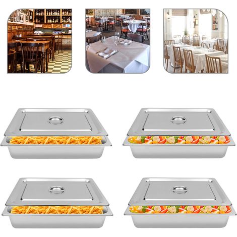 Piatto con coperchio, 4 porzioni, per hotel buffet, food Basin, mensa, cucina, in acciaio INOX, per cucina Fast Food (1/5)