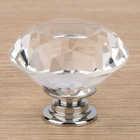 1 Pièce Bouton de Tiroir Verre Cristal Forme Diamant Poignée Meuble (701 A-40 transparent) (1/5)