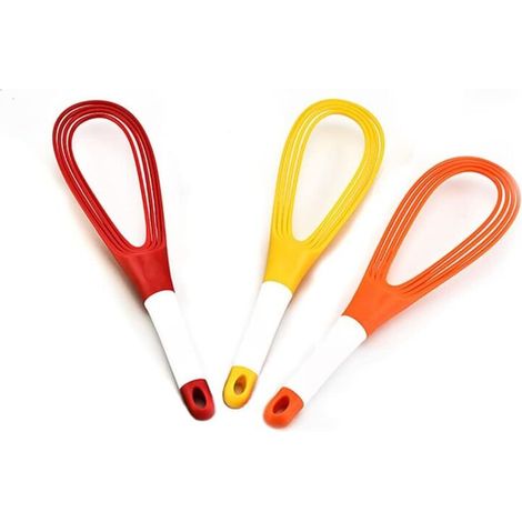 Set mit 3 Silikon-Klappschneebesen, handliche Schneebesen zum Mischen, Schlagen und Emulgieren, praktische Küchenaccessoires - Crezuo