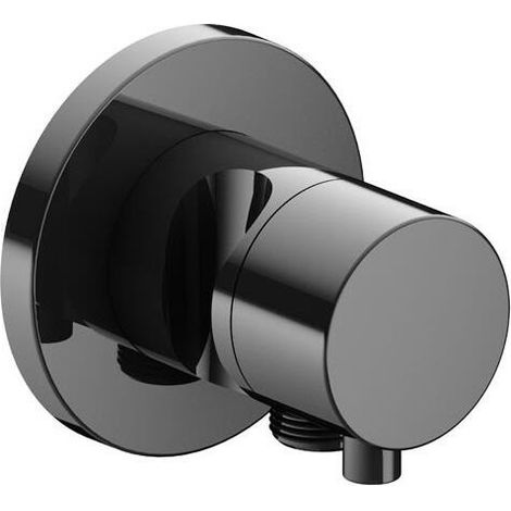 Valvola di intercettazione/deviatore a 2 vie IXMO DN 15, ad incasso, con maniglia IXMO Rosone comfort rotondo cromato nero lucido KEUCO