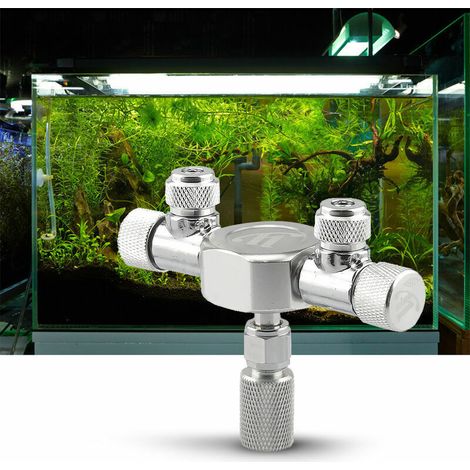- Reservoir d'aquarium repartiteur de CO2 distributeur distributeur aiguille vanne de reglage fin pour regulateur de CO2 avec sorties a 2 voies,modele:Silver 2 Way Outlets (1/5)