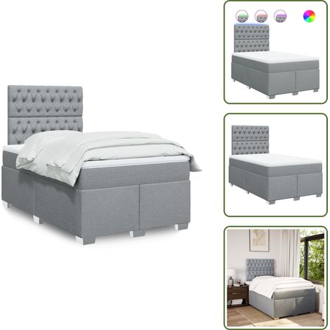 Sommier à lattes de lit avec matelas Gris clair 120x200cm Tissu - Sommier À Lattes De Lit - Sommiers À Lattes De Lit - Lit - Meuble De Chambre À Coucher (1/5)