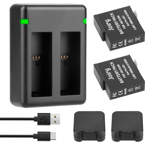 Lot de 2 batteries 360 Ace Pro 1800 mAh et chargeur USB compatibles avec appareil photo Insta360 Ace Pro/Insta360 Ace Ace avec boîte à piles avec mémoire de carte SD (1/5)