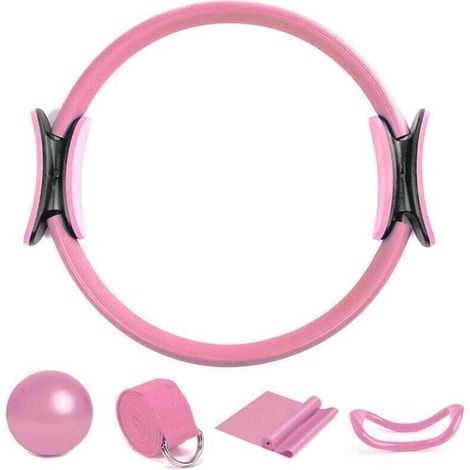 Cerceau de Fitness, Kit Essentiel de Pilates pour Femmes 5 pcs, Anneau de Pilates, Ballon de Yoga, pour Jambes, Bras, Perte de (1/4)