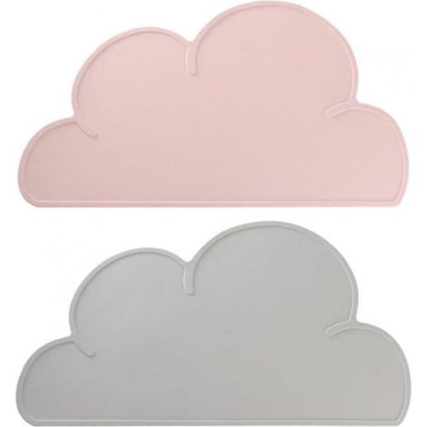 Set de table pour enfants napperon en silicone résistant à la chaleur Antiderapant Nuage Forme Tout-petit restaurant Voyage 2PCS (1/4)