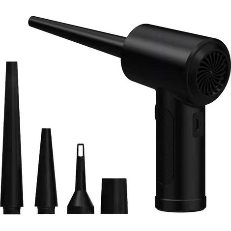 Soplador de polvo inalámbrico de mano de 35 W, batería recargable de 6000 mAh, velocidad del viento ajustable con luces LED para coche, hogar, uso dual, compatible con funda de teclado.