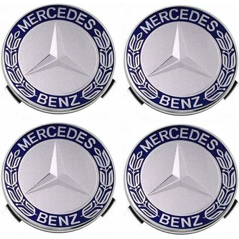 Lot de 4 cache-moyeux compatibles avec Mercedes Benz 75 mm - Bleu,TRIMEC (1/4)