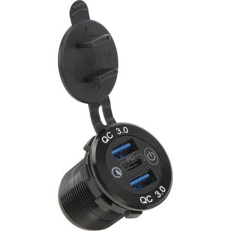 3-Port-USB-Ladegerät mit QC3.0-Zigarettenanzünderstecker, mehrfachem Schutz und wasserdichter Abdeckung für Auto, LKW und Wohnmobil (1/5)