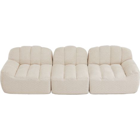 Canapé Droit Modulaire - 3 Places - Sans Installation - Peluche - Pouf Inclus - 288 x 104 x 79 cm - Design Moderne - Blanc Cassé (1/5)