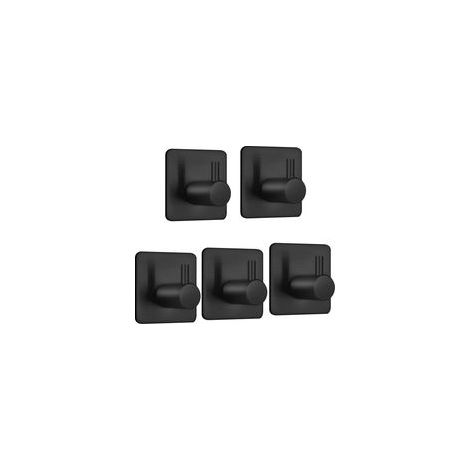 Set di 5 ganci adesivi BRAVIX, ganci portasciugamani, ganci da parete in acciaio inossidabile per bagno, ganci adesivi impermeabili e resistenti all'olio per cucina, soggiorno e ufficio, neri