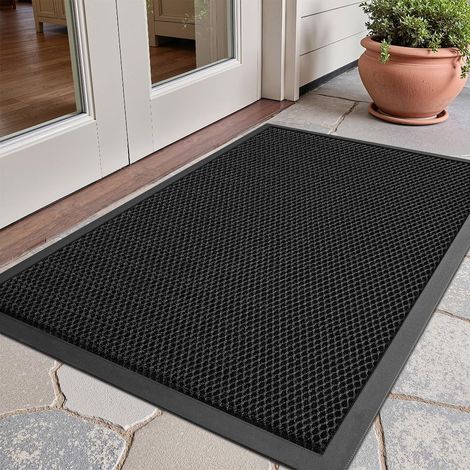 43 x75cm Paillasson Tapis Entree Interieur antidérapant et résistant à la Tapis Absorbant Entree Tapis Entree Interieur Absorbant Noir (1/5)
