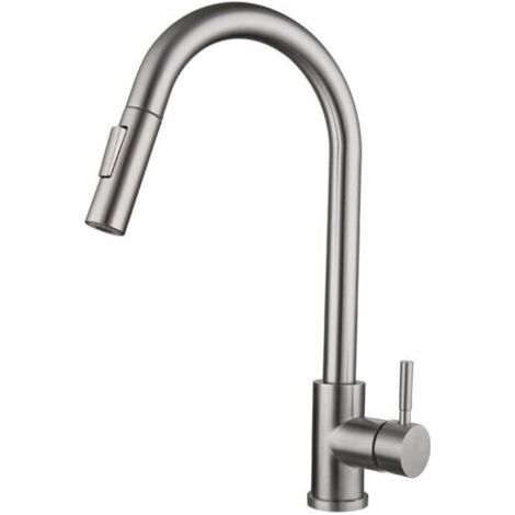 et Cuisine, Mitigeur Cuisine Douchette, Pivotant à 360° d'Évier à Arc Élevé Pulvérisateur Escamotable 2 Modes, Acier Inoxydable (1/5)