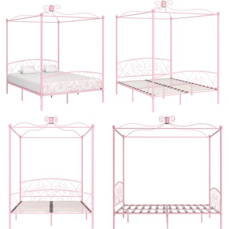 Himmelbett Rosa Metall 180x200 cm - Himmelbett - Rosa - Metallbett - Doppelbett - Boxspringbetten - Home & Living