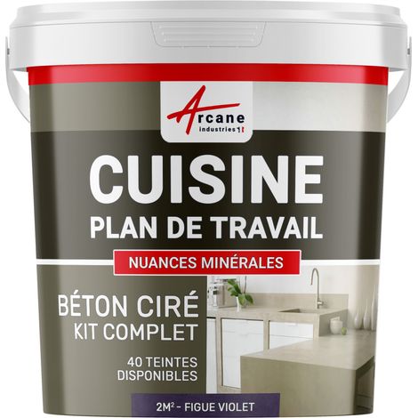 Béton ciré cuisine, plan de travail, crédence, évier sol et mur revêtement mural décoratif kit complet - 2 m² (en 2 couches) Figue - ARCANE INDUSTRIES