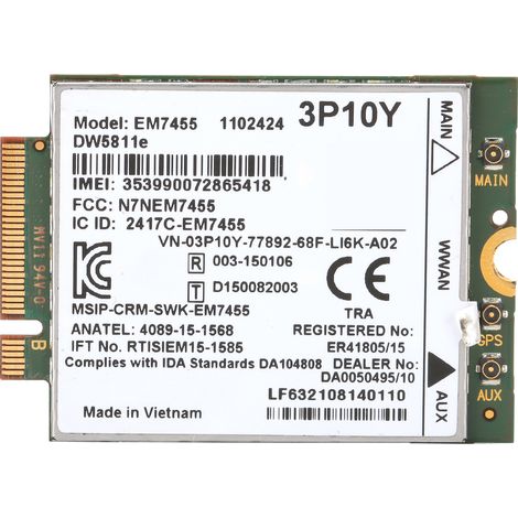 Carte réseau sans fil pour Dell DW5811e LTE 3P10Y EM7455 pour module WWAN 4G Qualcomm (1/5)
