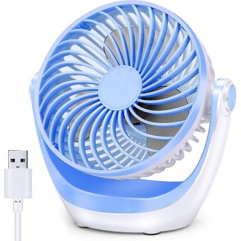 Ventilateur de bureau USB, petit ventilateur de table avec un flux d'air puissant, ultra silencieux et portable, vitesse réglable, tête rotative à 360°, mini ventilateur pour la maison, le bureau ou l (1/4)