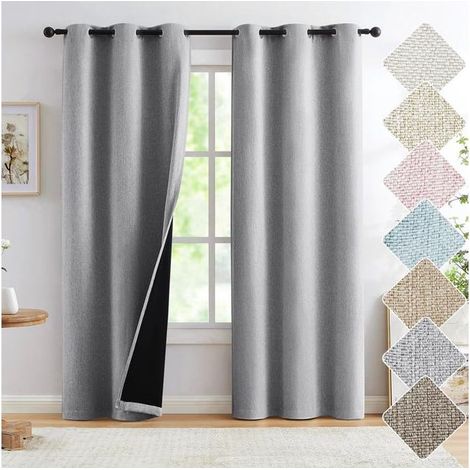 Tende oscuranti gommini di protezione, isolamento termico, biancheria, set di due pezzi, 100 x 130 cm, grigio. (1/5)