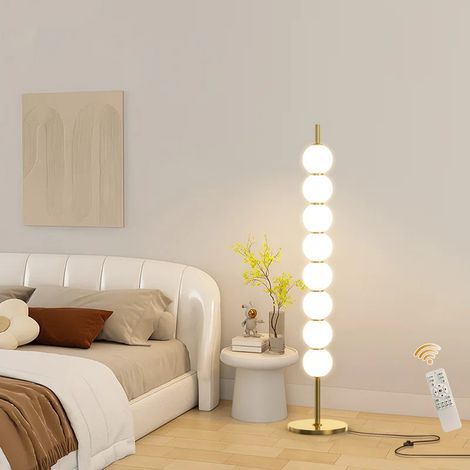 Ganeed Novelty Floor Lamps for Living Room,8 Lights Rattan Standing Tall Lamp with Foot Switch,360°Rotation Black Modern Woven Standing Floor Lamp for Bedroom Office