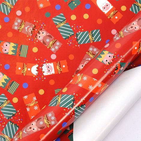 Papier cadeau de Noël (0,43 x 10 mètres), motif dessin animé, papier d'emballage pour boîtes cadeaux