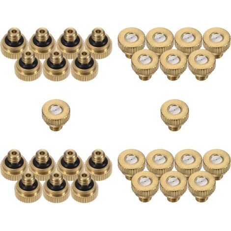 30 Pcs Buse de Brumisation en Laiton, 0.5mm Orifice 10/24 UNC Buses Rechange à Joint Torique pour Système Froid, Atomisation Basse Pression - 0.4mm (1/5)