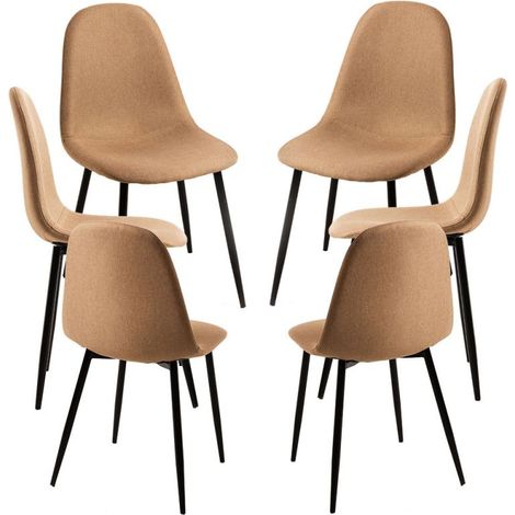 Packs Sillas Comedor - Pack 6 Sillas Black Teok Tela - Marrón arena (1/5)