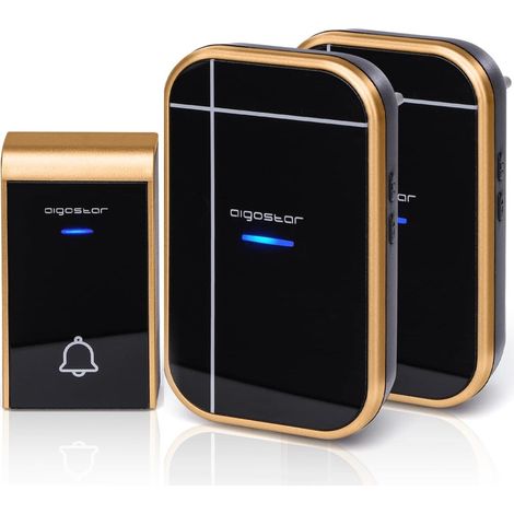 Aigostar Campanello Wireless Nero Oro 36 Suonerie 150m IP44 2 Ricevitori E1