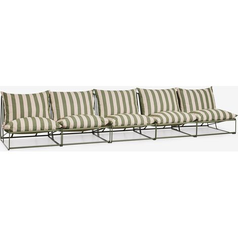 Canapé modulaire de jardin 5 pièces Amaro SKLUM Beige Tapioca - Vert olive intense (1/5)