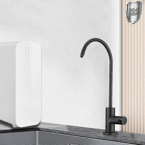 Küchenarmatur mit 1/4"-Direktanschluss für Trinkwasser, mit Filter und Anti-Osmose-Reiniger, aus schwarzem Edelstahl 304.