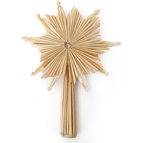 Salcar 24,5 cm Stern Christbaumspitze aus Stroh Weihnachtsbaumspitze Stern Weihnachten (1/5)