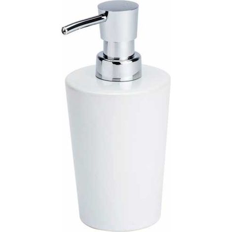 Wenko 21686100 coni – Dispenser per sapone in ceramica, 9,2 x 16,4 x 7,8 cm, bianco (1/5)