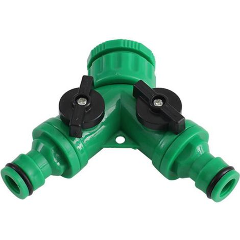 Conector en Y de 2 vías para manguera de jardín, adaptador de manguera, conector rápido para manguera de riego, grifo con mango de plástico (1/5)
