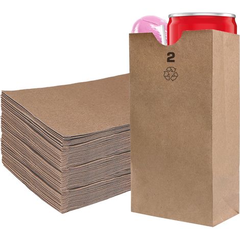 5 Sachet en papier kraft, petit format, capacité 2 livres, pour déjeuner, collation, cadeau, épicerie (1/5)
