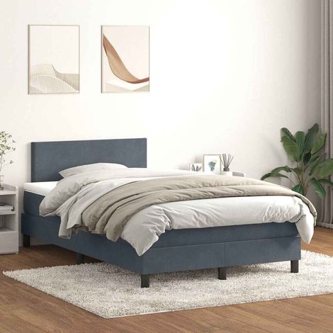 Boxspringbett mit Matratze Dunkelgrau 120x220 cm Samt