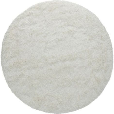 Paco Home Tapis Poils Longs Salon Shaggy Fausse Fourrure Fourrure Moelleux Blanc Blanc 160 cm rond (1/5)