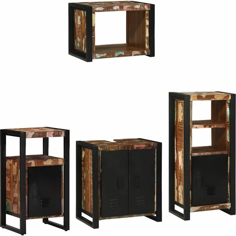 Ensemble de mobilier de salle de bain 4 pcs Bois Recyclé Solide
