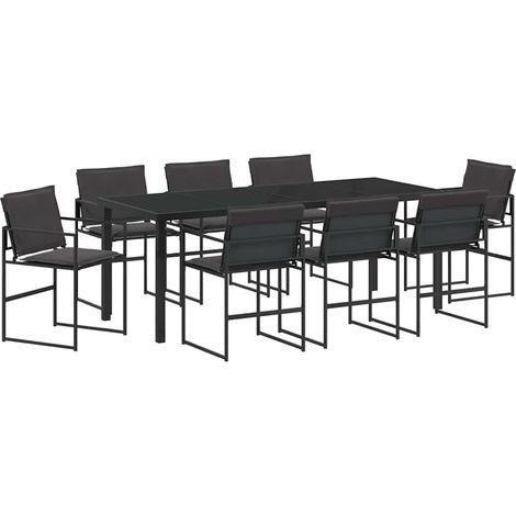 Maison Exclusive - Set da Pranzo per Giardino 9 pcs Nero 200 x 80 x 73 cm
