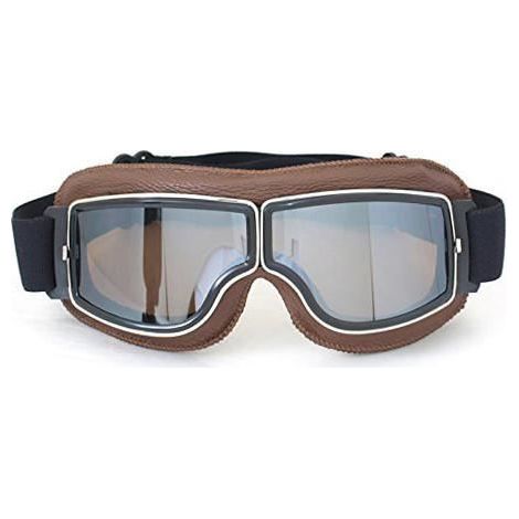 Lunettes Steampunk Vintage pour Moto ATV Biker Marron Argent (1/3)