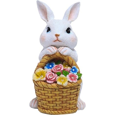 Statue pour lapin Résine Jaune pour décor Jardin Statue pour lapin en Résine Jaune et , Ornement de Jardin Auto-Allumé pour Extérieur (1/5)