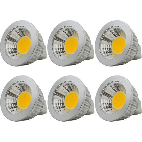 6 unités, Ampoule LED MR16/GU5.3 COB Lampe Bulb, 3W / 210lm, DC 12V, Blanc Chaud 2700K, Équivalent à Ampoule Halogène 20W, ø50x52, 90° Angle de faisceau [Classe énergétique A+] (1/4)