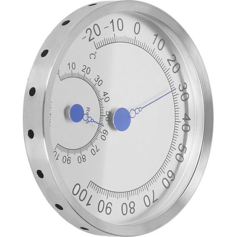 Thermomètre rond inox étanche résistant à la chaleur, hygromètre thermomètre extérieur sans support, mesure précise température et humidité (1/5)