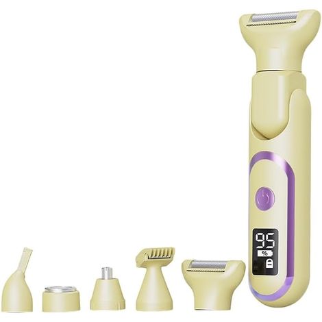 5-in-1 Elektrorasierer für Damen, Bikini-Trimmer, Damenrasierer, geeignet für Gesicht, Körper und Beine, wiederaufladbarer elektrischer Damenrasierer (Beige) (1/5)