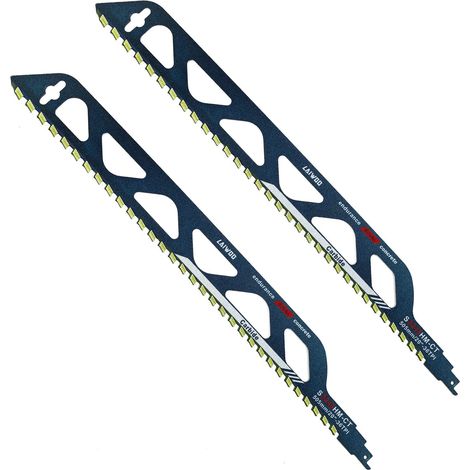 2 x Lames de Scie Sabre pour Bois et Métal Pierre, Accessoires de Scie Sabre pour Béton Cellulaire, Brique, Béton, Plaque de Ciment (455mm (S2243HM) (1/5)