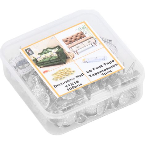 100 Clous à Tête Plate en Acier pour Rembourrage de Canapé, Kit de Fixation Argenté - 100 Pièces pour Rénovation Meuble (1/5)