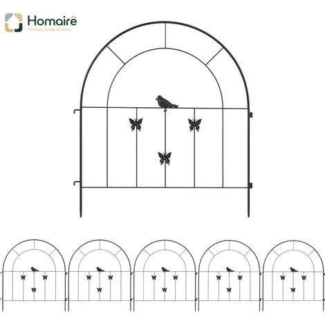 HOMAIRE Gartenzaun Stahl dekoratif 300 cm x 70 cm noir pour jardin et extérieur