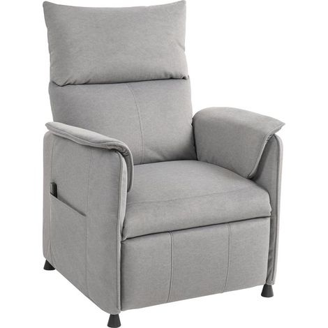 Fauteuil TV inclinable électrique avec fonction mémoire, fonctionnement silencieux, inclinaison réglable, revêtement en velours doux pour les animaux, télécommande, gris (1/5)
