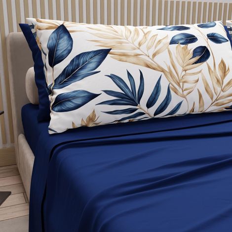 Parure de lit 100% Coton avec taies d'oreiller en Impression numérique, draps Doubles, Housse de Couette 100% fabriquée en Italie (1/4)