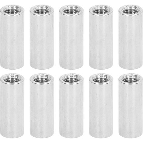 M8x1 Rundverbindermutter, 25 x 30 mm, Edelstahl-Kupplungsmuttern, Gewindestangensatz, 10 Stück – Crezuo