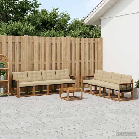 vidaXL Outdoor-Sofagarnitur mit Kissen 9 pcs Natur und Beige (1/5)